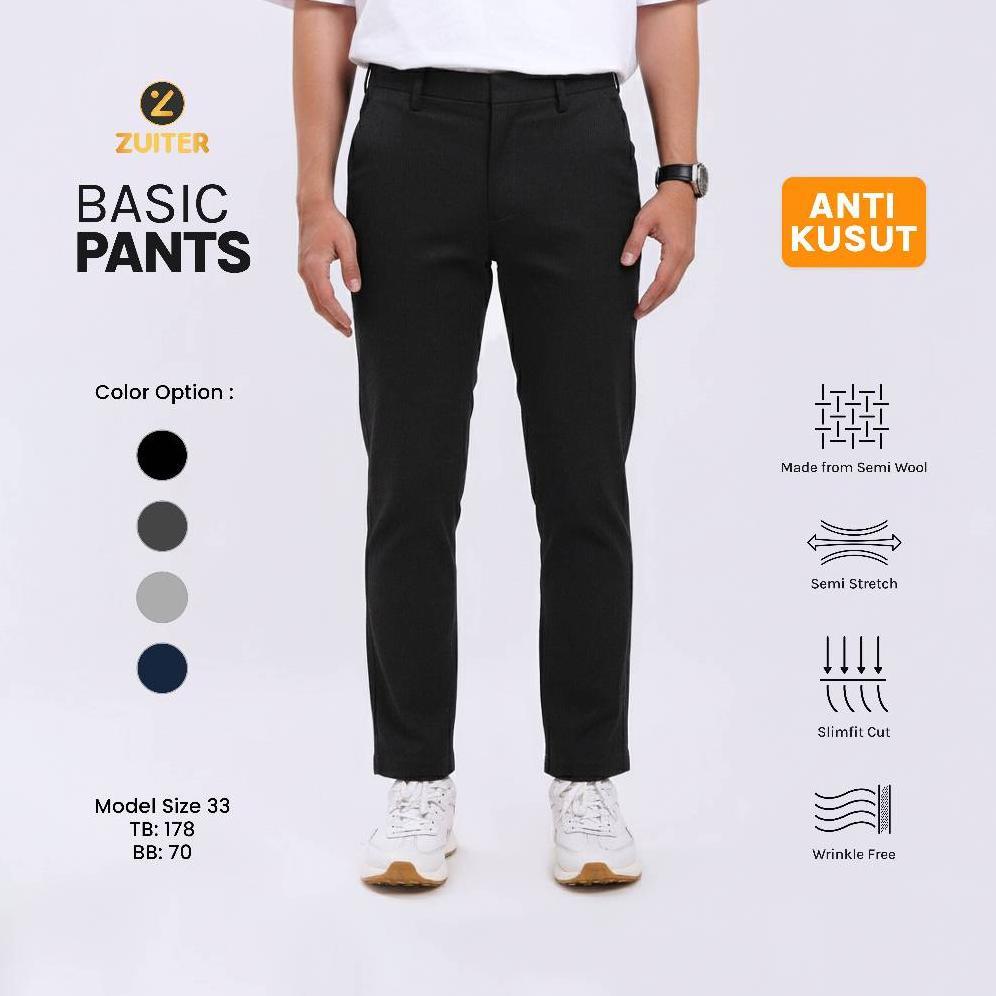 ZUITER - Basic Pants | Celana bahan formal kerja kantor dasar kain pria