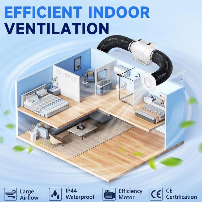 Paket Murah Exhaust Fan Kamar Mandi Dapur 4 Inch / Kipas Angin Plafon Hisap Blower Inline Booster / 