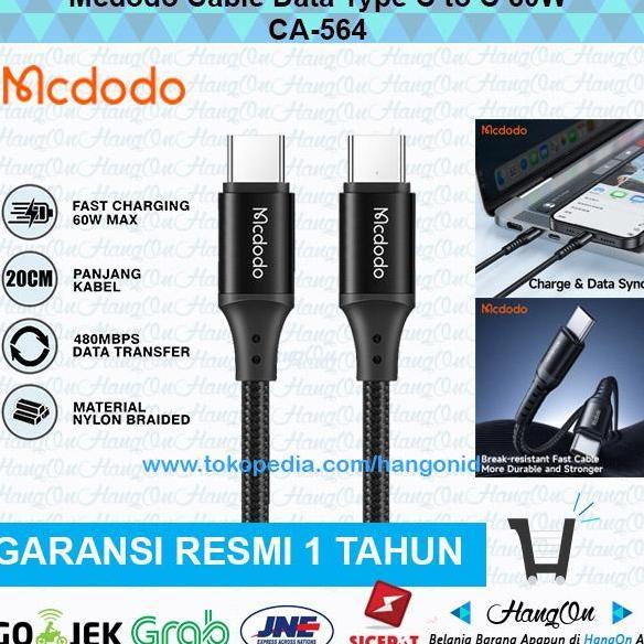 CA-7640 Type C to Type C Kabel Data PD 60Watt 4A 20CM Pendek