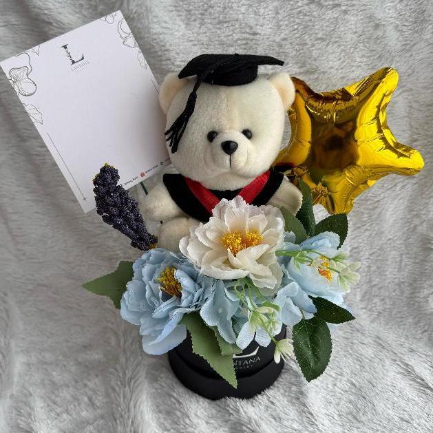 [READY - URGENT ORDER] | ARTIFICIAL FLOWER BLOOM BOX INCLUDE BONEKA DAN BALON | FLOWER BOX WISUDA | 