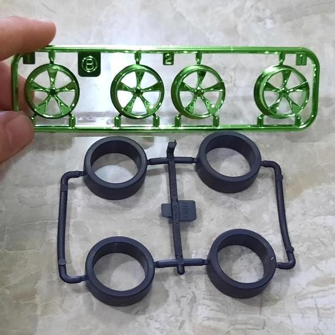 Velg 5 Spoke Medium Green Chrome Plated + Ban Original Tamiya