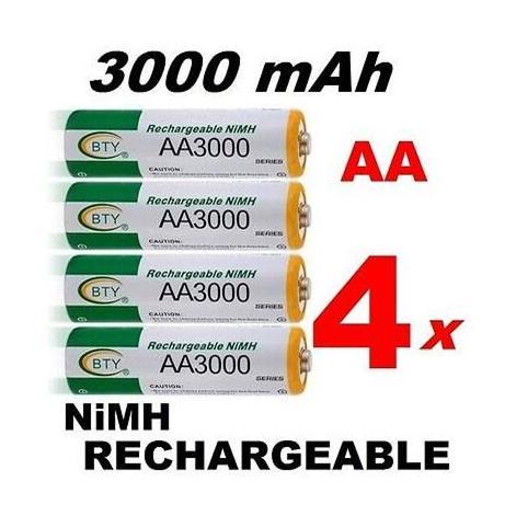 PAKET BATERAI BTY AA 3000 Mah RECHARGEABLE 1,2V + QUICK SMART CHARGER