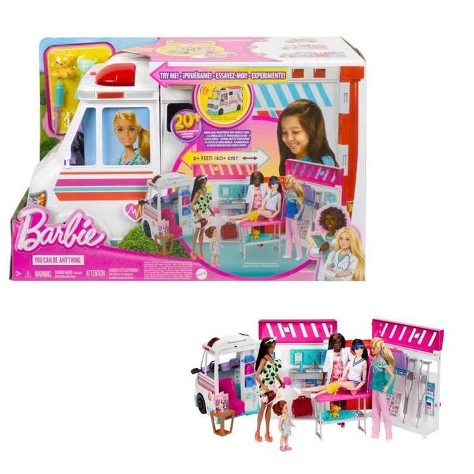Barbie Care Clinic Original Mattel Playset Ambulans 2-in-1 & Klinik Dokter 20+ Aksesoris