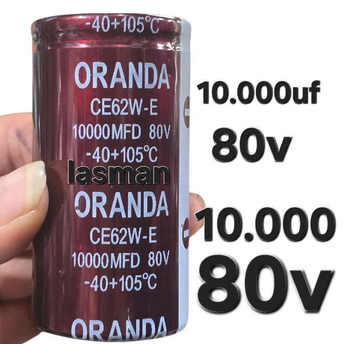 ( 10.000 80v ORANDA COKLAT )ELKO  Kapasitor Elektrolit  Elco merk Oranda  seri CE62W-E. kapasitas 10