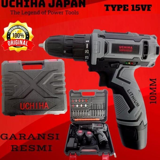 mesin bor cordless UCHIHA 18vol baterai cas charger tanpa kabel obeng