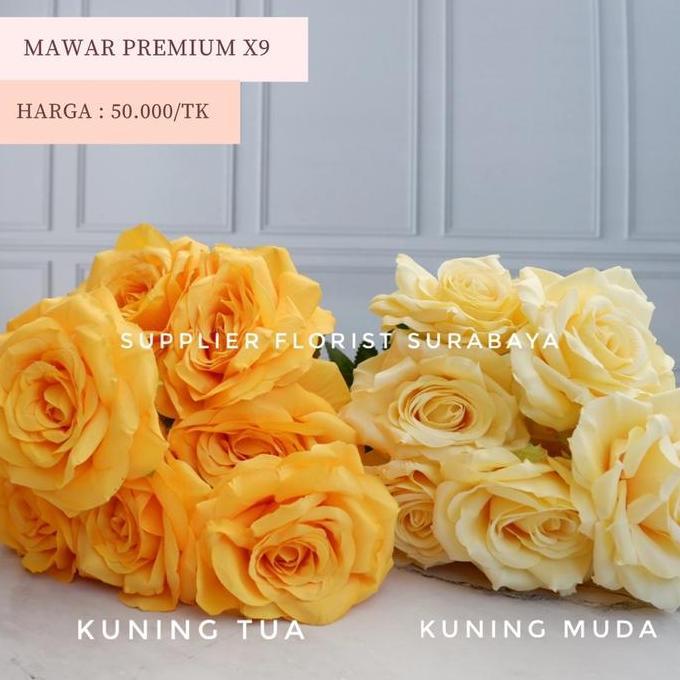 [9 KEPALA] BUNGA PALSU MAWAR PREMIUM CABANG 9 ARTIFICIAL FLOWER DECORATION DEKORASI BACKDROP BUNGA I