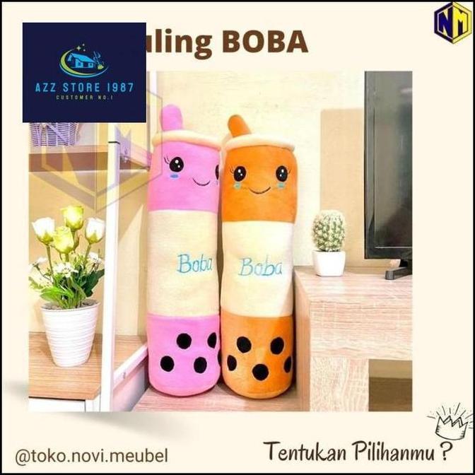 Guling Boneka Boba Milk Tea Kain Halus Tinggi 60cm Guling Boba