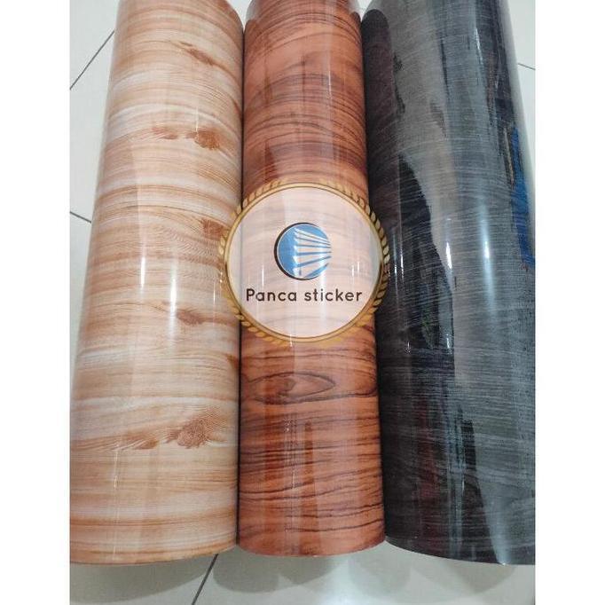 sticker interior motif serat kayu glossy