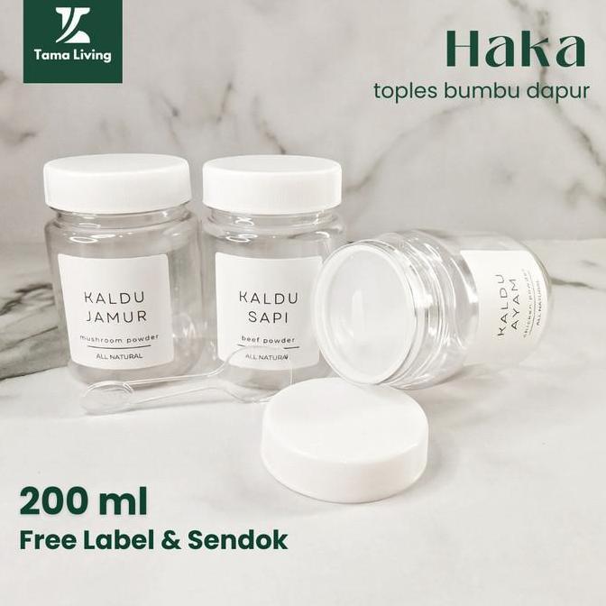 Toples Bumbu Dapur 200 ML Free Label dan Sendok - Jar Bumbu Dapur