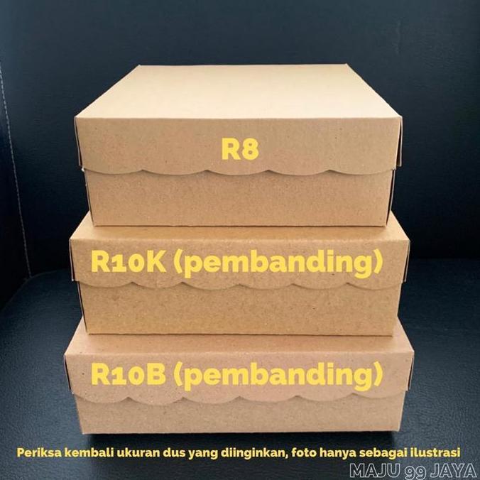 (100 PCS) Dus Kue / Kotak Makan Nasi R8 18cm x 18cm x 7cm Kraft Cokelat (Ketebalan 330gram) Finishin