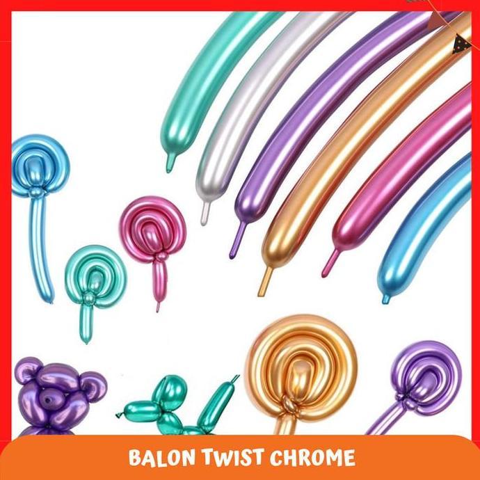 Balon Twist Chrome / Balon Pentil Latex / Balon Cacing Metalik Chrome