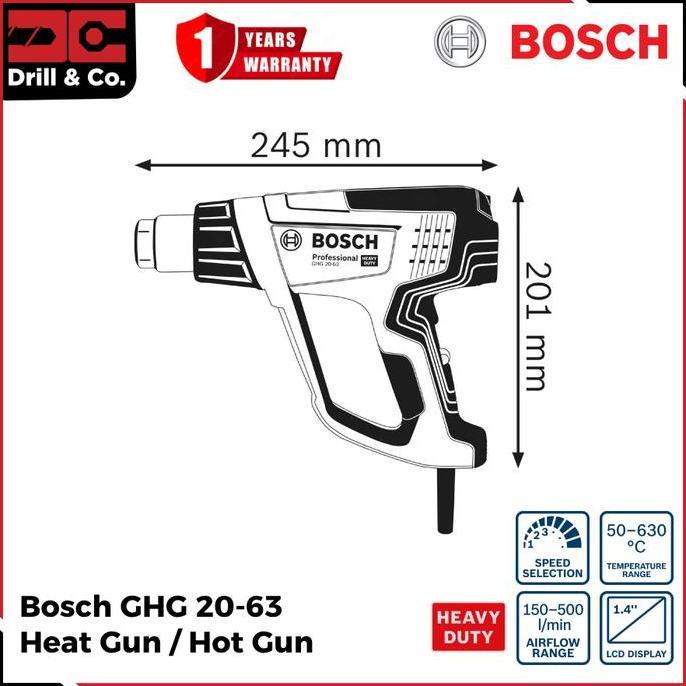 Powerx- Bosch Ghg 20-63 Mesin Pemanas Digital / Hot Gun / Heat Gun