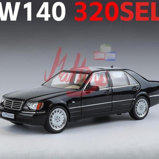 124 Benz W140 320 Sel Alloy Diecast Classic Car El Sound Lht Pull Ba Rubber Tires Koleksi Hobi Pajan
