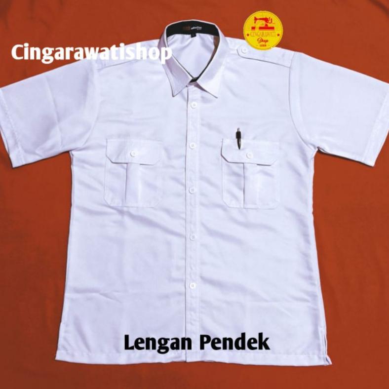 New Kemeja Pdh Putih Pns Pria Baju Pns Putih Pria Seragam Pns Putih Pria Kerah Dalam Hitam Baju Dina