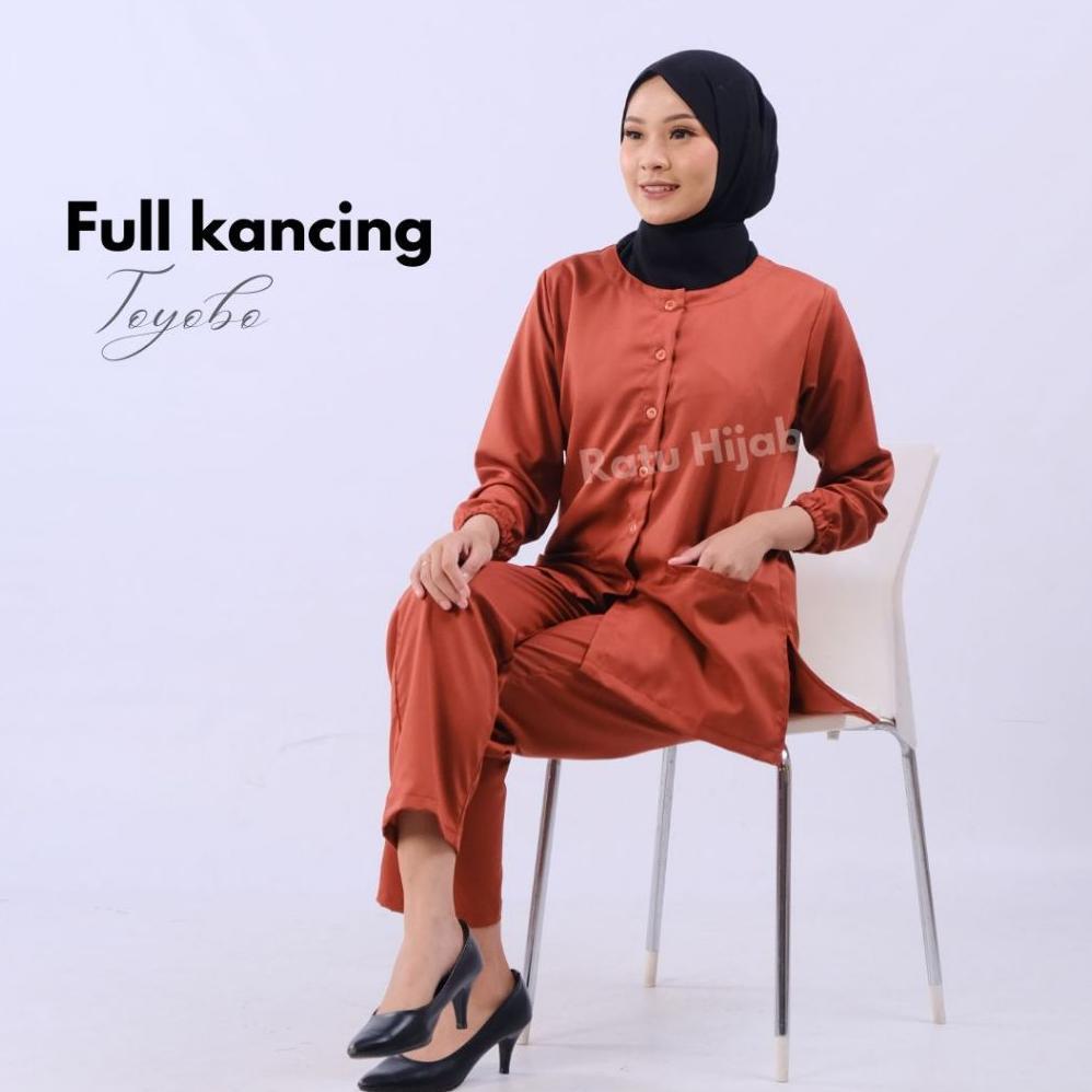 Grade Ori Baju Ok Oka Kancing Depan Full Lengan Panjang Karet Dokter Petugas Medis Perawat Jaga Toyo