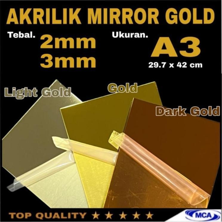 Akrilik Lembaran Gold Mirror A3 / Acrylic Mirror Gold / Laser Cutting