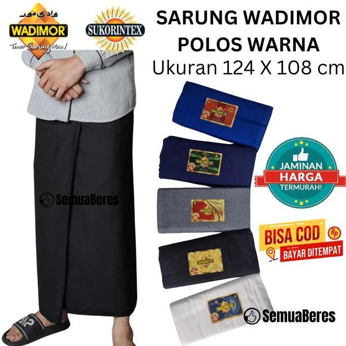 Sarung WADIMOR POLOS WARNA Hitam / Putih / Abu / Navy / Biru / Tumpal - Sarung Sholat Pria Dewasa