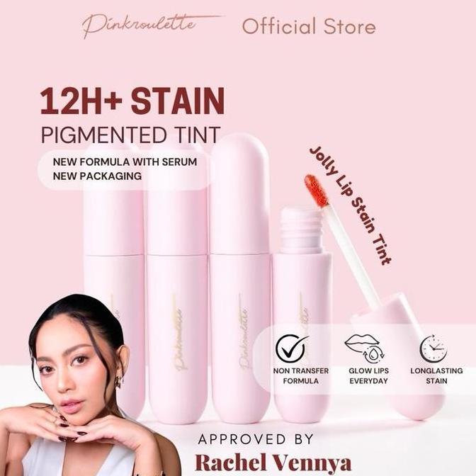 Lipcolor- Jolly Lip Stain Tint Pinkroulette - Lip Tint Stain With Serum | Liptint Pigmented, Liptint