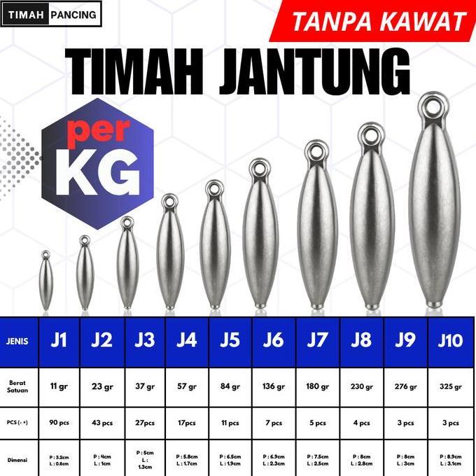 Mantap- Timah Pancing Kg / Timah Jantung Kg / Timah Pancing Kiloan / Timah Laut Kg / Timah Pancing P