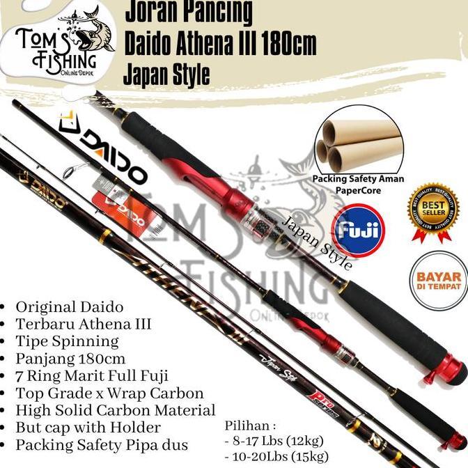 Mantap- Joran Pancing Daido Athena Iii 3 180Cm Js Pro Series Fuji (12Kg- 15Kg) Carbon Solid - Toms F