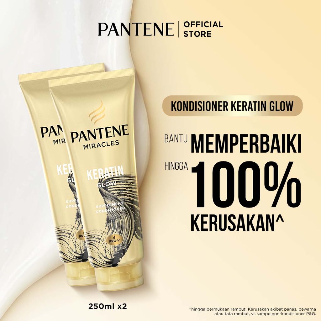 Pantene Conditioner Miracles Keratin Glow Daily Hair Supplement 250ml X2