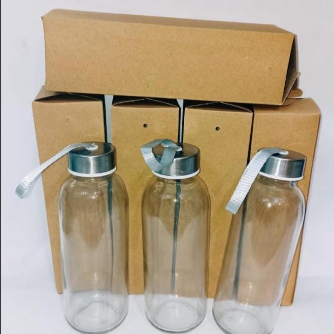 botol minum kaca 420ml botol minum bening tumbler kaca bandung - doff