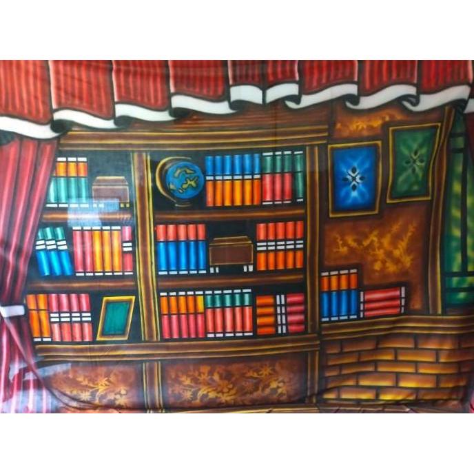 Background Foto wisuda / rak buku ukuran 2,5x3M Backdrop Wisuda
