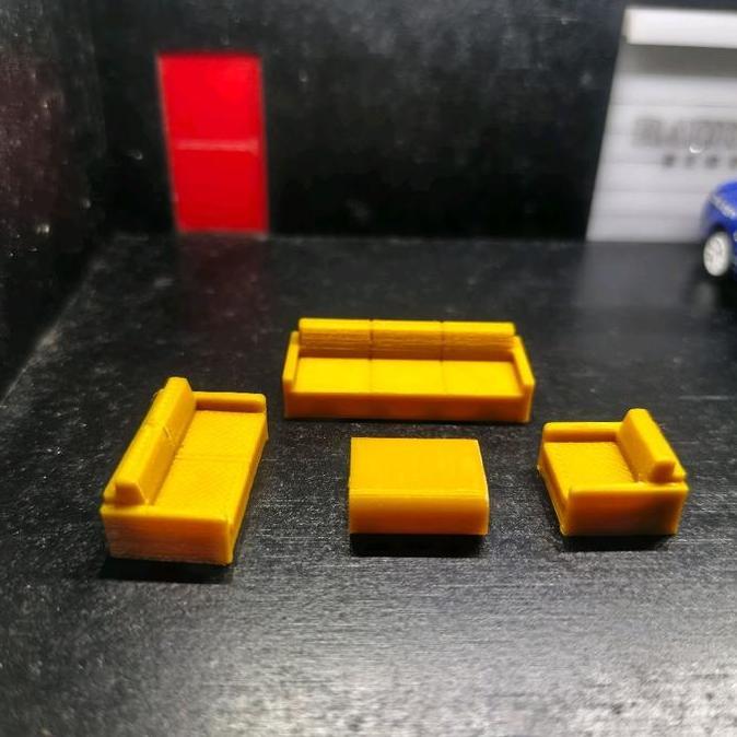 (Kertas Lipat) 3D Print Aksesoris Part Kursi Sofa Short Skala 1:64 Hotwheels