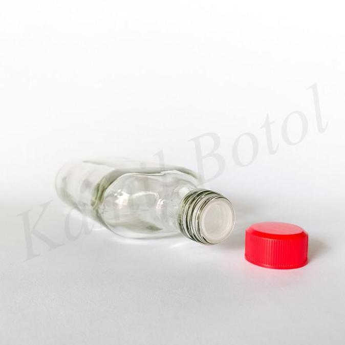 Botol Kaca Bening Gepeng 250ml BARU Termasuk Tutup