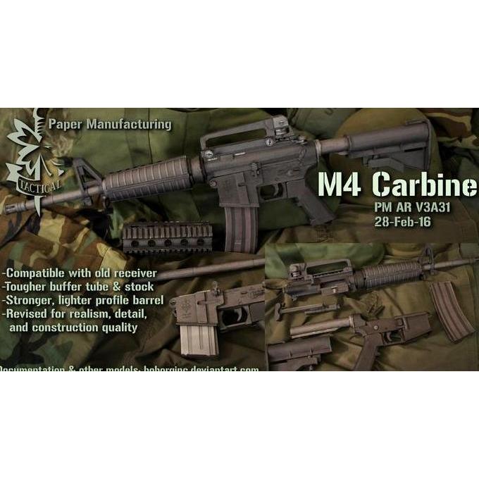 (Kertas Lipat) DIY Papercraft Kertas pola M4 Carbine