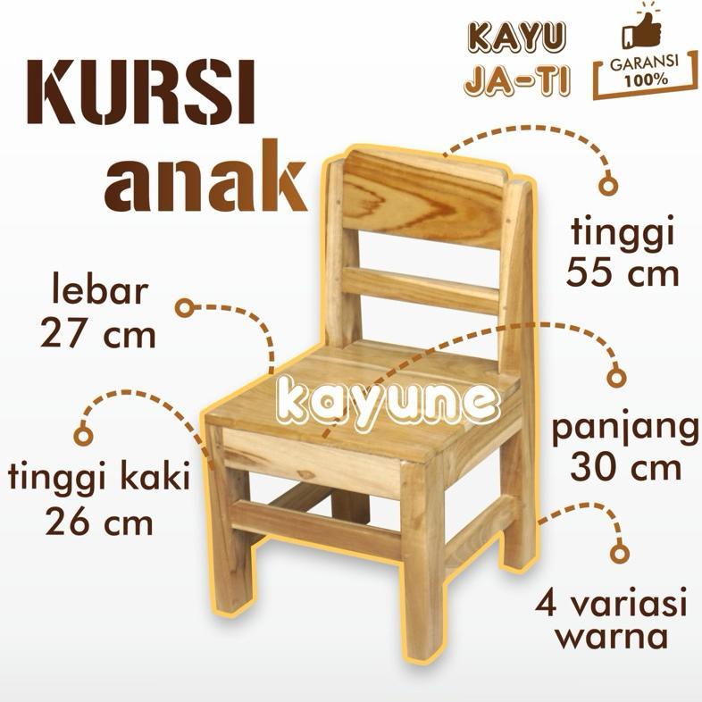 Promo Bangku Kursi Anak Belajar Sekolah Tk Paud Minimalis Material Kayu Jati Solid - Kayune -
