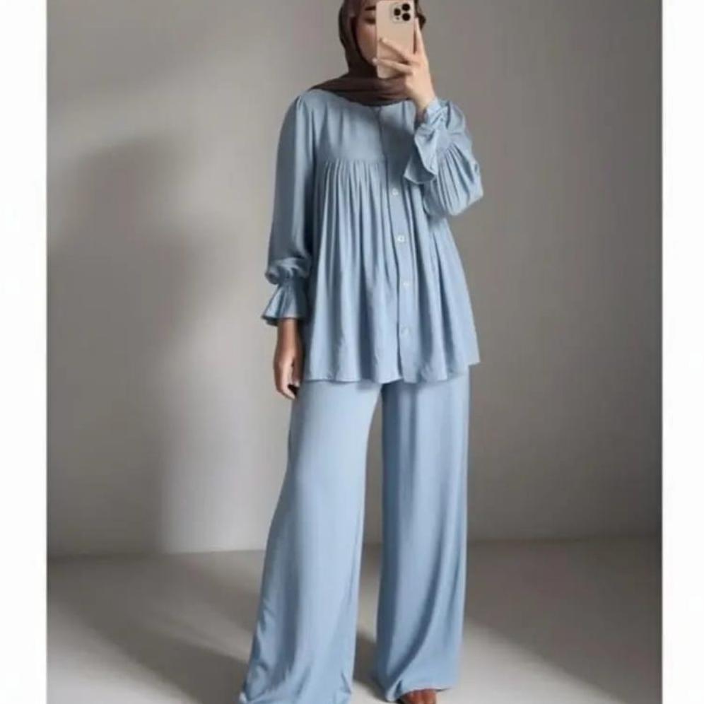 garansi jenna one set rayon twill polos adem premium