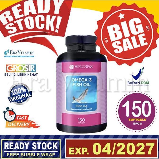 NEW WELLNESS OMEGA 3 FISH OIL 1000MG 75 - 150 375 SOFTGELL ORI