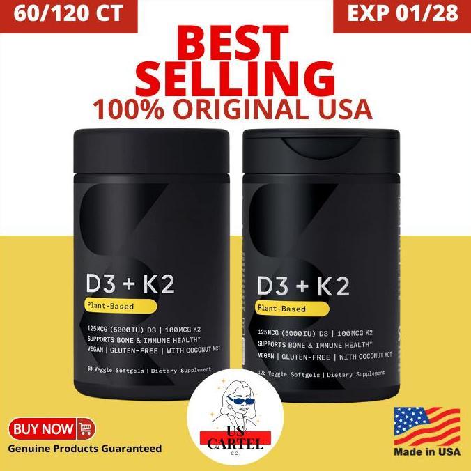 NEW VITAMIN D3 + K2 SR WITH COCONUT MCT OIL PLANTS BASE ORI