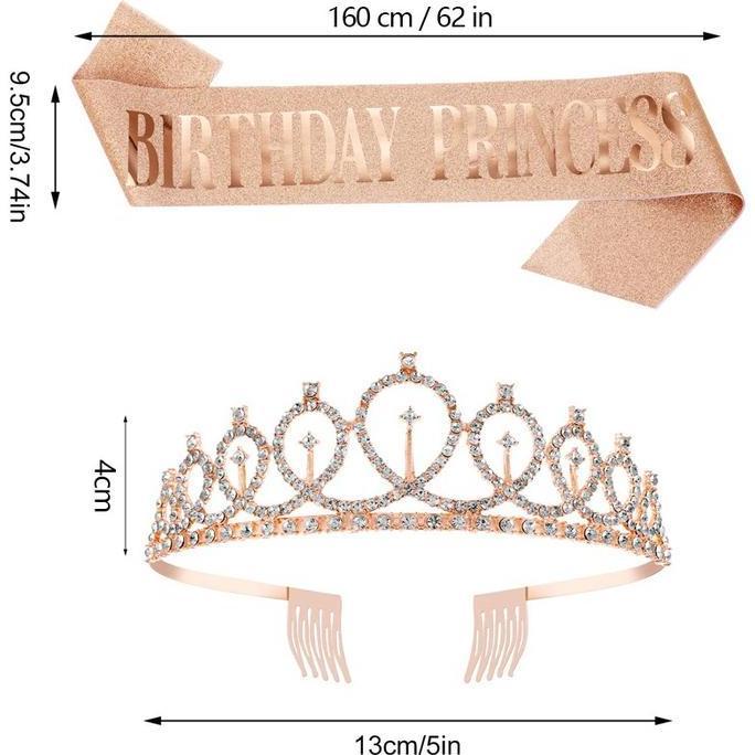 Isi 2 Sash Ratu Ulang Tahun Mahkota Mahkota Ulang Tahun Dewasa Selempang Mahkota Berlian Emas