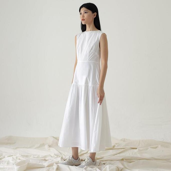 Kleid- Inkano Spire Dress - Sleeveless Dress Panjang Korea Wanita Casual Bahan Katun Warna Coklat Da