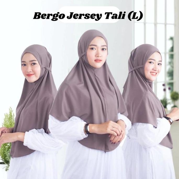 Heddosukafu- Hijab Bergo Jersey Tali Size L\Jilbab Instan Tali L Jersey