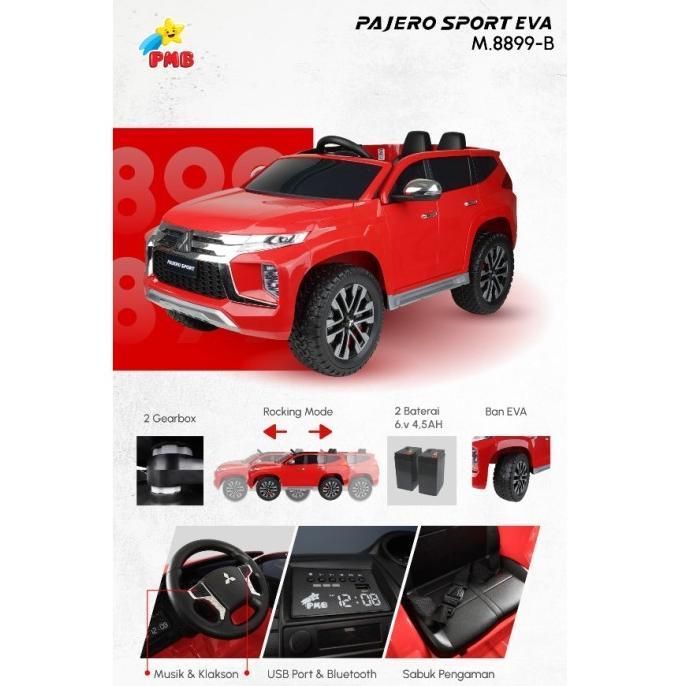 original mainan anak mobil aki remote control mitsubishi pajero sport pmb 8899 pmb m-8899