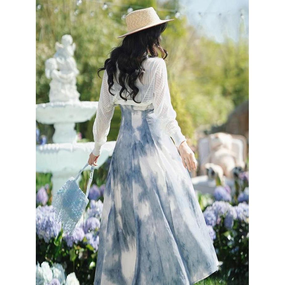 Hose- Overall Dress Tie-Dye Abu Look Santai Stylish Soft Grayscale Overall Dress Hijab Friendly Outf