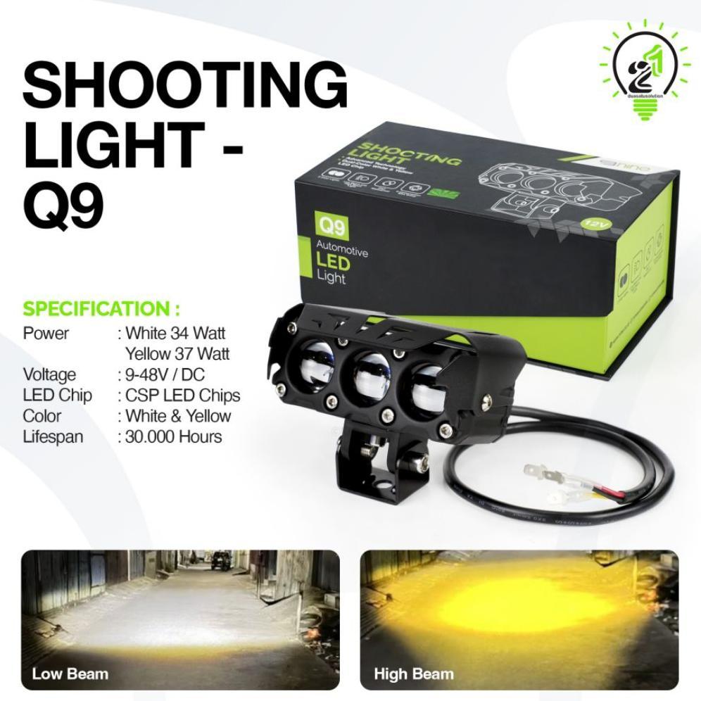 LAMPU LED TEMBAK LASER 3 MATA NINE LUXIMOS Q9 Q9PROHi LOW MOBIL MOTOR 2 WARNA SUPER TERANG