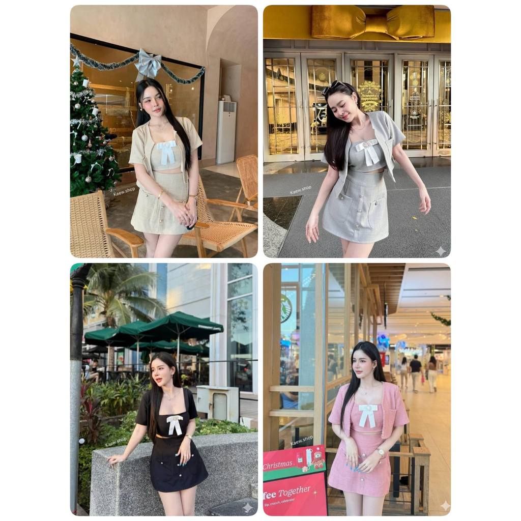 Jms  - 756 /one set tanktop wanita / set wanita 3 in 1 / one set rok mini / stelan wanita croptop / 