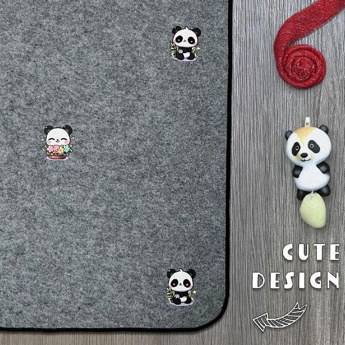 Flmy- Karpet Minimalis Grey Aesthetic Motif Panda Ukuran 120 X 200 Cm