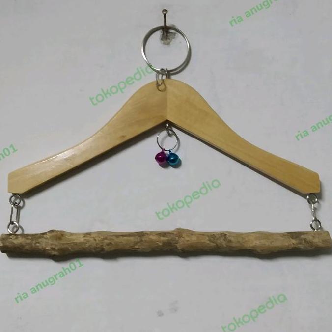 Ayunan burung mainan burung kayu gigitan burung