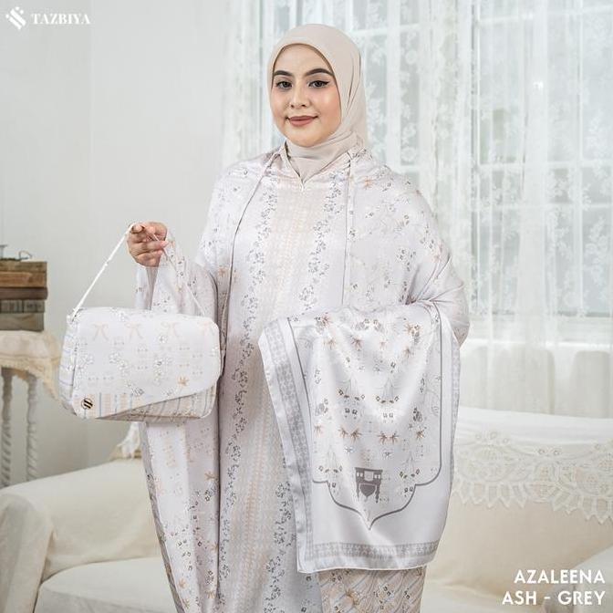 ORIGINAL 100% MUKENA TAZBIYA PREMIUM AZALEENA SERIES | Mukena Rayon Satin 2IN1 Free Sajadah | Mukena