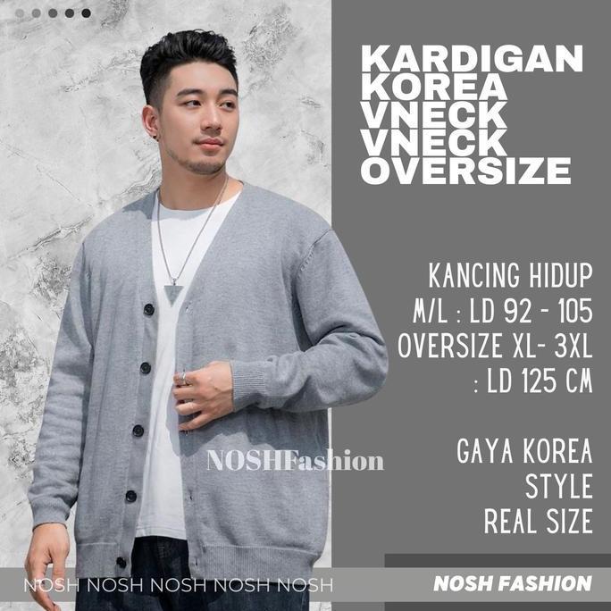 Sweater Cardigan Rajut Jumbo Rico  V Neck Fashion BIG SIZE Pria NOSHFashion