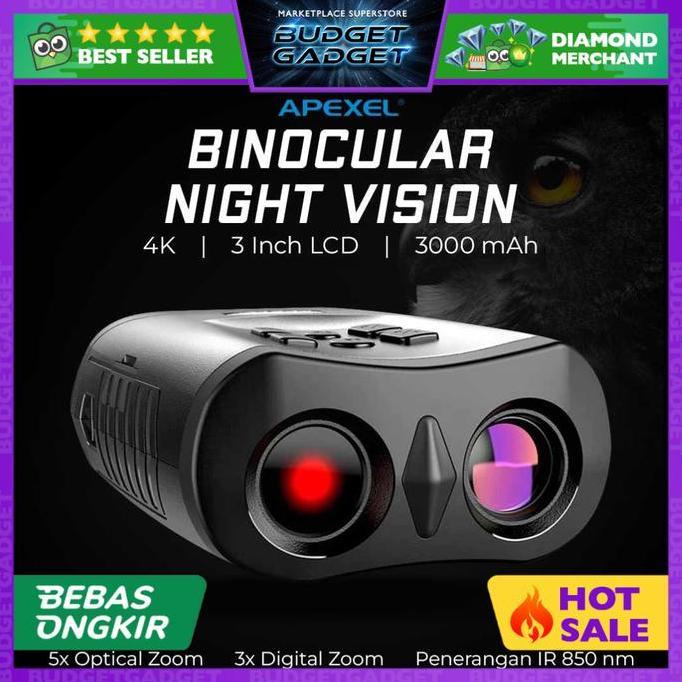Produk Terbaru Apexel Nv009 Teropong Binocular Night Vision Record 4K 3 Lcd 3000Mah