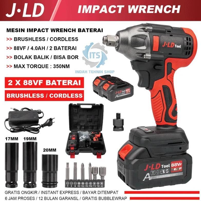 Promo Impact Wrench JLD JV88 2 Batre Brush-less CORDLESS IMPACT WRENCH DRILL