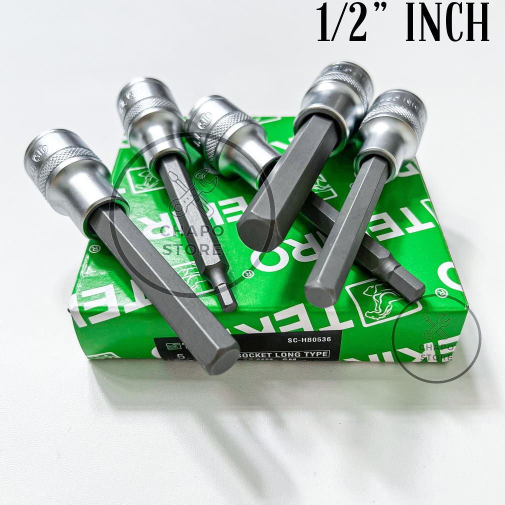 Tekiro mata kunci sok sock shock socket L ketok 4 5 6 8 10 12mm 1/2" inch hex bit long type