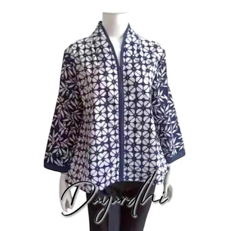 BEST SELLER Atasan blouse batik wanita - Dayardhi - motif kembang kopi navy