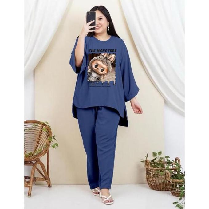 Uprelig- Set Crinkle Jumbo Ld 120-140Cm/Setelan One Set Jumbo /Fashion Tiktok